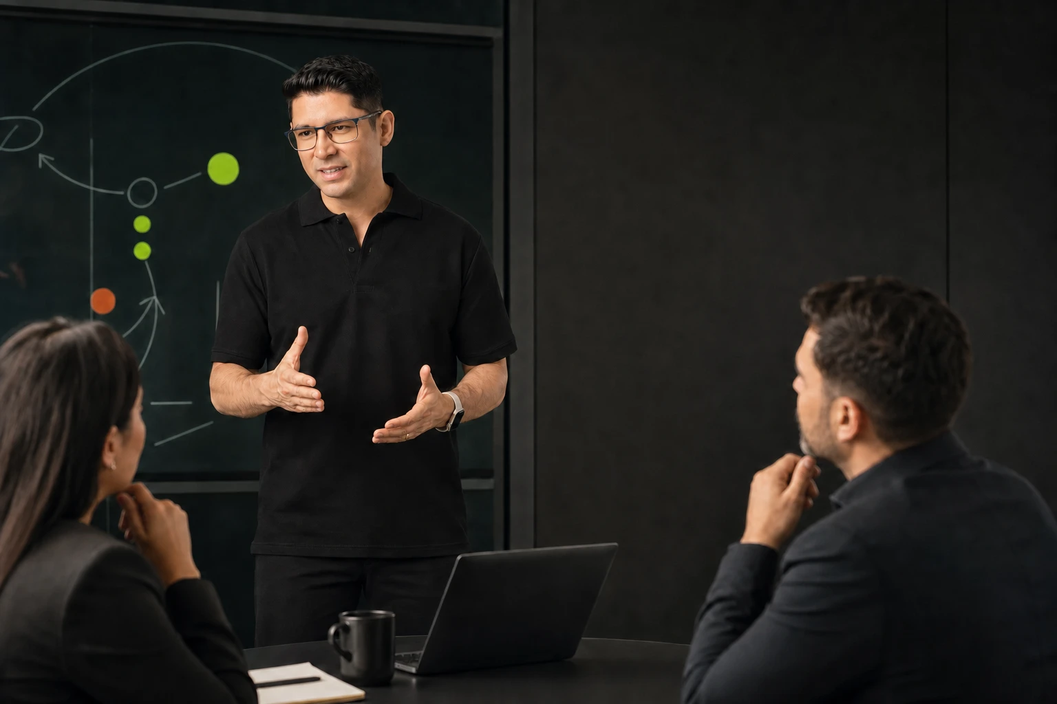 Giuseppe Bresani guiando una experiencia de entrenamiento comercial